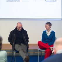 Sean Welsh and Harriet Warman chatting after Crime Wave